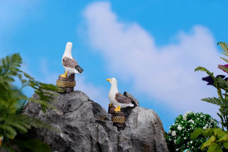 TANOMA 2PCS Seagulls Bird Micro Landscape Ornaments, Miniature Figurines Fairy Garden Accessories, Garden DIY Kit - Image 2